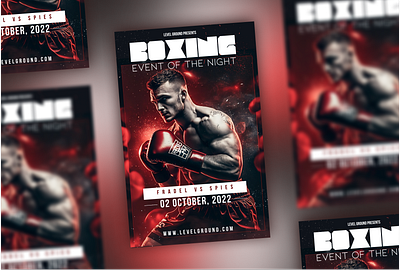 Level Ground: Ignite the Night of Champions Boxing Flyer boxing canva design flyer graphic design photoshop