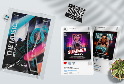 6 Event & Club Kit Templates (PSD) banners bundle club flyer flyer instagram post psd flyer