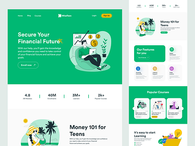 WiseTeen - Landing Page Design branding design illustration minimalism vector