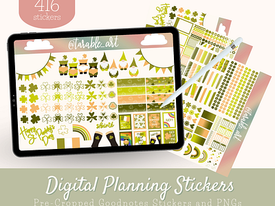 416 Digital Planner Stickers for St. Patrick's Day digital planning digital stickers goodnotes irish stickers shamrocks st patricks day