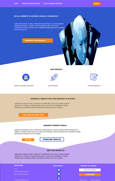 Instant Website and Content Generator branding design ui ux web design website design