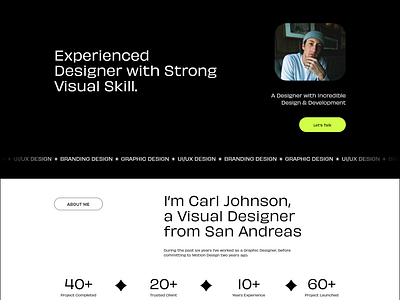 Designer Portfolio Website Template black branding design design template designer graphic design illustration landing page one page portfolio squarespace typography ui.ux web design website desing