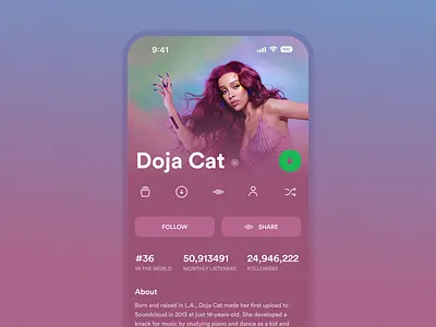 Artist Info Concept about apple applemusic concept music musicapp podcasts profile spotify streaming ui