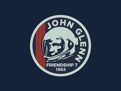 John Glenn badge design friendship 7 illustration john glenn logo mercury nasa patch retro space logo vintage