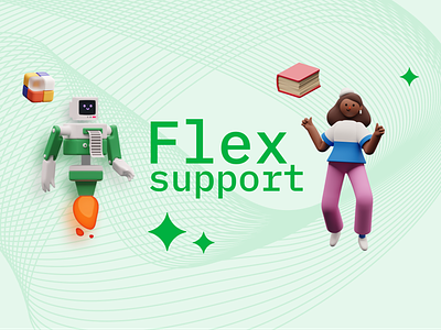 Improv - Flex Support Service // Branding 3d c4d call to action cta design green illustration ui