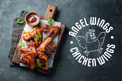 Angel Wing Logo branding character design chicken logo design food logo graphic design illustration logo logo design restaurant branding
