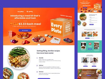 Meal kit landing page - EveryPlate food landing page marketing site