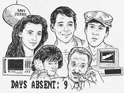 Save Ferris 1980s 80s illustration movie poster movies portrait poster