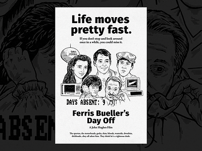 Ferris Bueller's Day Off movie poster 1980s 80s illustration movie poster movies portrait