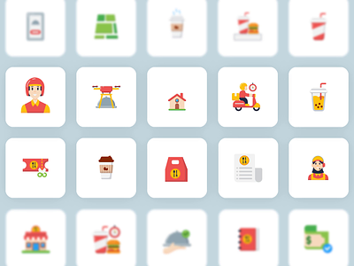 Food Delivery Icon Set Animation animation branding characters delivery flat icon food graphic design icon icon set illustration logo motion graphics product ui uiux vector website