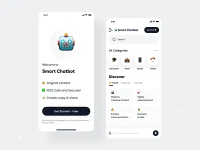 Smart Ai Chatbot App ai app bot chat clean clean ui gpt ios mobile ui ux