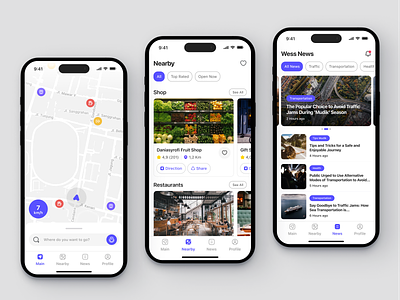 Wess - Map Navigation Application app application design map maps maps application maps navigation mudik navi navigation navigation app news route search way sketch ui