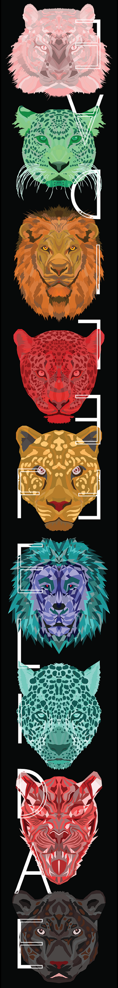 Wildcats art cats felines graphic design illustator lion tiger vector