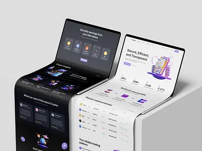 Cryptex - Light & Dark mode 3d app design bitcoin blockchain clean crypto finance illustration landing page minimal money ui ui design ux web design