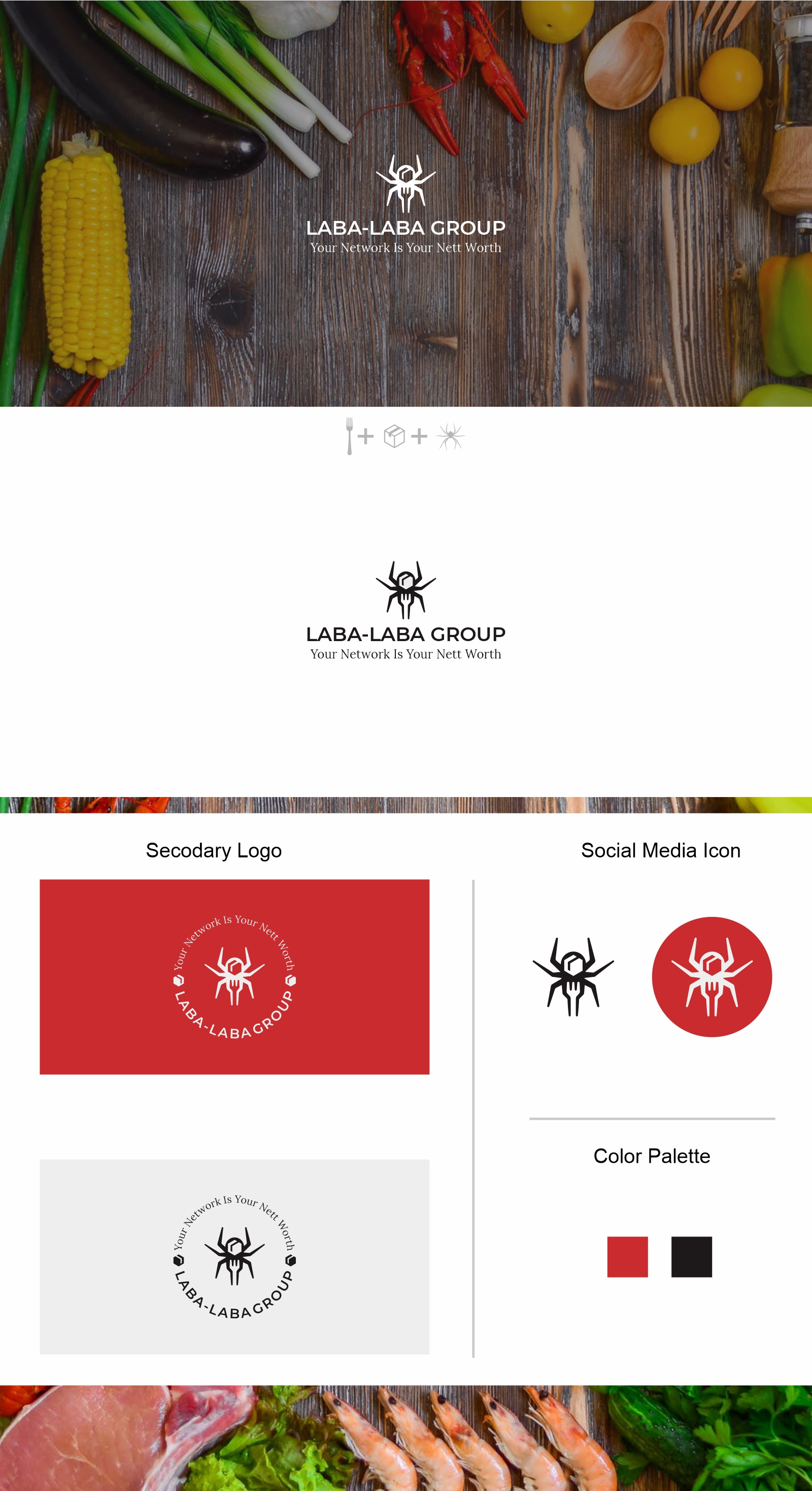 LABA-LABA Group animal box egg food fork logo logos minimal modern negative space restaurant spider