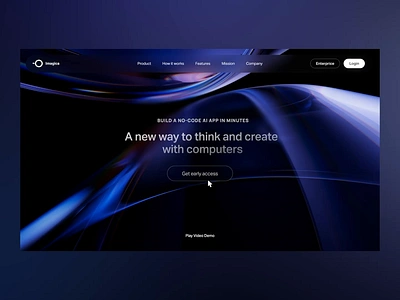 Imagica landing page Dark Design by Gleb Kuznetsov animation background bg branding dark gpt gpt4 illustration imagica landing motion natural night opacity page site template transperent ui web