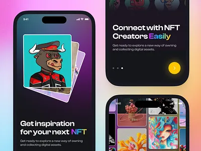 Onboarding Screen Exploration app appdesign aurora design gradient mesh gradient mobileapp nft nft app onboarding trending ui uidesign uiux uxui