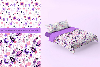 Vector set Cute universe cartoon clipart design fabric graphic design pattern postcards text divider wallpaper