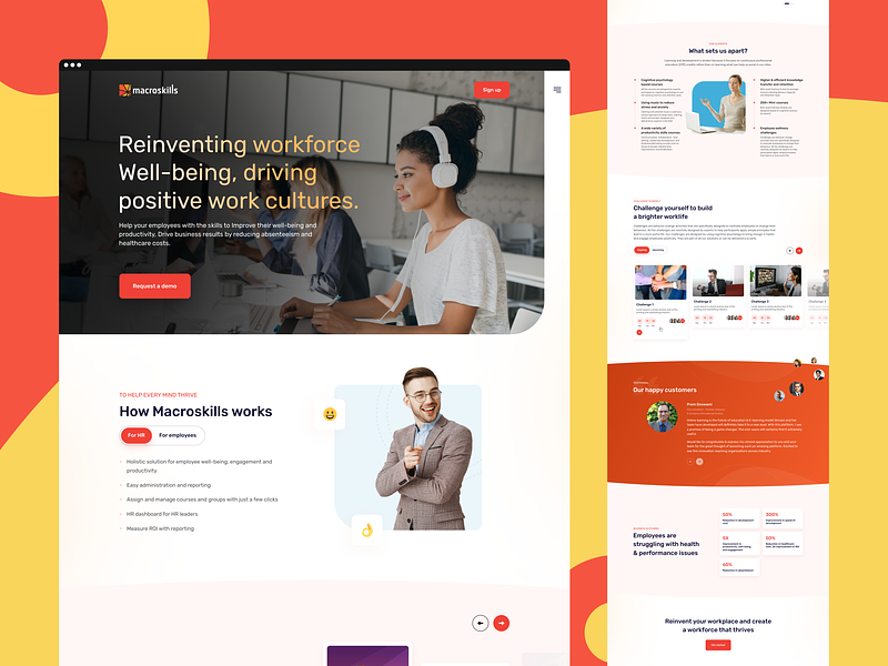 Employee well-being platform clean color concept design icon illustration interface minimal simple typography ui uidesign uiux ux uxdesign vector web web design website websitedesign