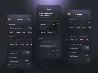 UI Mobile App Screens dark design interface mobile ui
