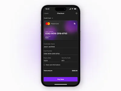 Checkout Screen application card checkout checkout screen clean credit card daily ui dailyui dark dark mode design interface minimal minimalist pay payment ui ui design uidesign user interface