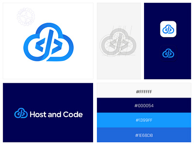 Host and Code: Modern Logo Design for Web Host Company brand collateral design brand identity design branding cloud logo coding logo design graphic design graphic designer hosting logo idea illustration logo modern logo ui web and host web hosting logo xodio