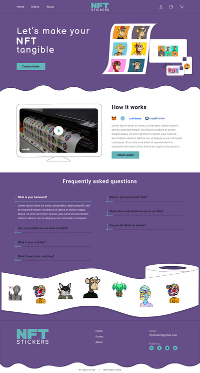 NFT sticker website design concept figma illustration nft uiux