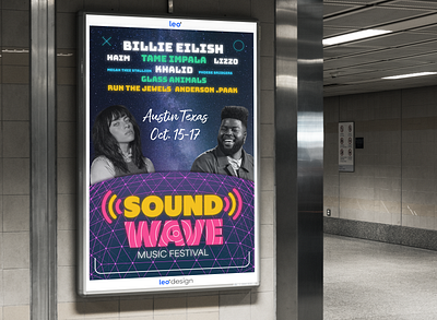 Sound Wave Music Fest Poster billie eilish graphic design illustration khalid music festival poster