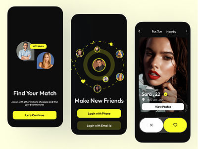 Dating App Design Challenge with Matchmaking: Simple UI animation app branding dating design graphic design illustration logo motion graphics ui ux vector