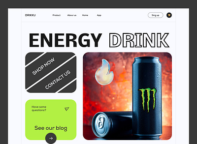 Energy Drink Website app branding dailyui design drink e commerce e commerce shop energy drink food landing page product ui ux web web design webdesigner website website design