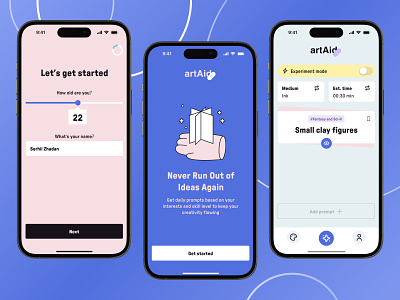 artAID 🤖 - Daily Prompts App ai app app design chatgpt creative generation interface ios mobile mobile app mobile ui prompt ui user experience ux
