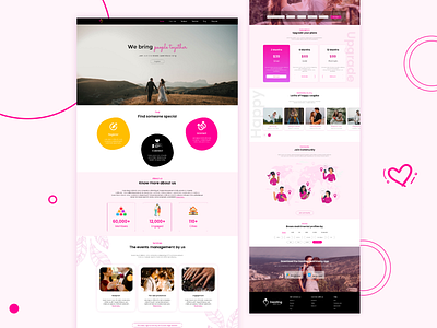Matrimonial Web UI app design application concept creative design find idea love match matrimonial new pink typography ui ui design uiux web design website