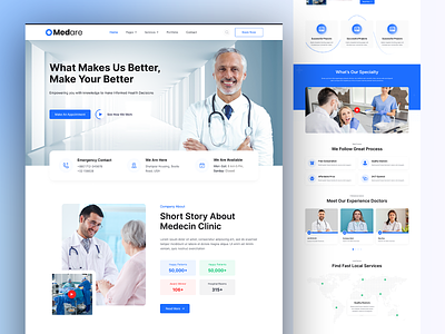 Medical Clinic | Website Design clean clinic doctor appointment health healthcare hospital web ui hospital website medical landing page medical page medical template medical ui design medical website design medicine website design website design concept