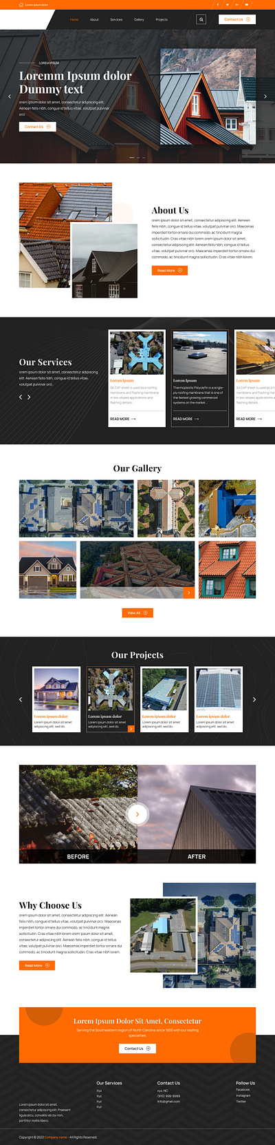 Roofing Contractor Homepage Layout Design contractor design homepage homepagedesign roofing ui weblayout