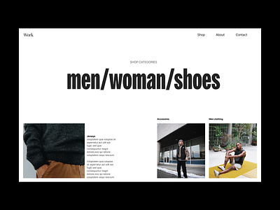Clothing - shop branding design fashion header minimal shop store typography ui ux web