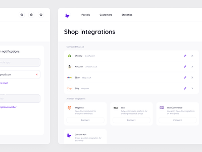 Mule – Shop integrations app b2b cards clean dashboard delivery design ecommerce ecommerce app ecommerce business ecommerce design ecommerce shop integrations minimal minimalism minimalistic saas service table ui