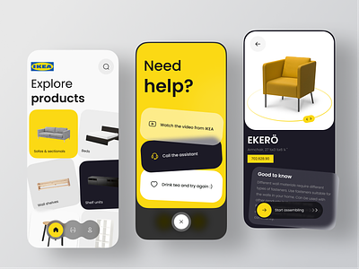 IKEA AS | furniture mobile app - Clean and Minimalist Interface architecture arm bed brand branding chair decor ecommerce furniture home homedecor ikea interior mobile sofa ui