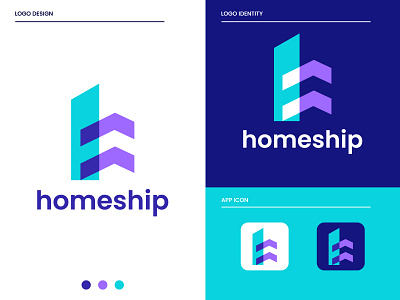 Homeship Logo Design, Real Estate Logo apartment app icon architecture brand identity branding building company logo construction logo creative logo home letter h lettermark logo logo design logodesign logodesigner modern property logo real estate logo symbol