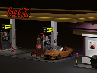 Cola gas station 3d blender