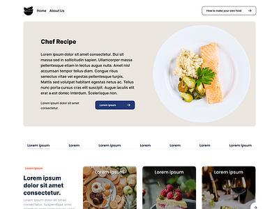 One page Web design Chef Recipe branding chef recipe graphic design minimal one page design recipe website ui ui design website design