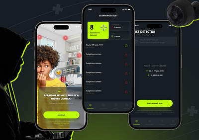 Hidden camera detector App design ios mob mobil mobileapp ui ux