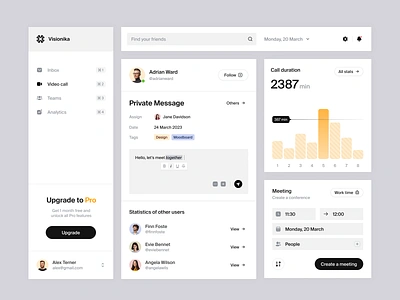 Visionika Admin Dashboard: Analytics UX components dailyui darkui desktopapp ecommerce ecommerceui figmadesign onlineshop shopping store ui uidesign ux uxdesign web webapp webdesign website website ui