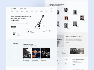 Music Instrument Learning website app design instrument learning landing page landing page design learning platform music music landing page music landing page design music website trendy design ui ui design uiux ux ux design web ui website website design