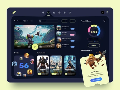 Game Dashboard Web Design dark dashboard design game gameplay gaming interface nikitin nikitinteam ui user interface ux