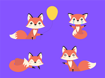 Cute foxes illustrations adobe illustrator animal baby fox balloon cartoon catoom clipart crying fox cute flat fox fox in love foxes graphic design illustration orange fox red fox sleeping fox smiling fox vector