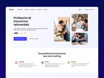 Orus • Landing page branding flat home homepage landing lean web webdesign