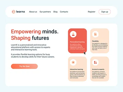 Hero section for educational platform design digital education logo minimal typography ui web