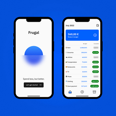 Budget App “Frugal” app design ui ux