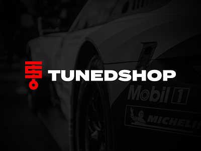 TunedShop brand branding design graphic design grid icon identity logo mark moto racing tuned vector