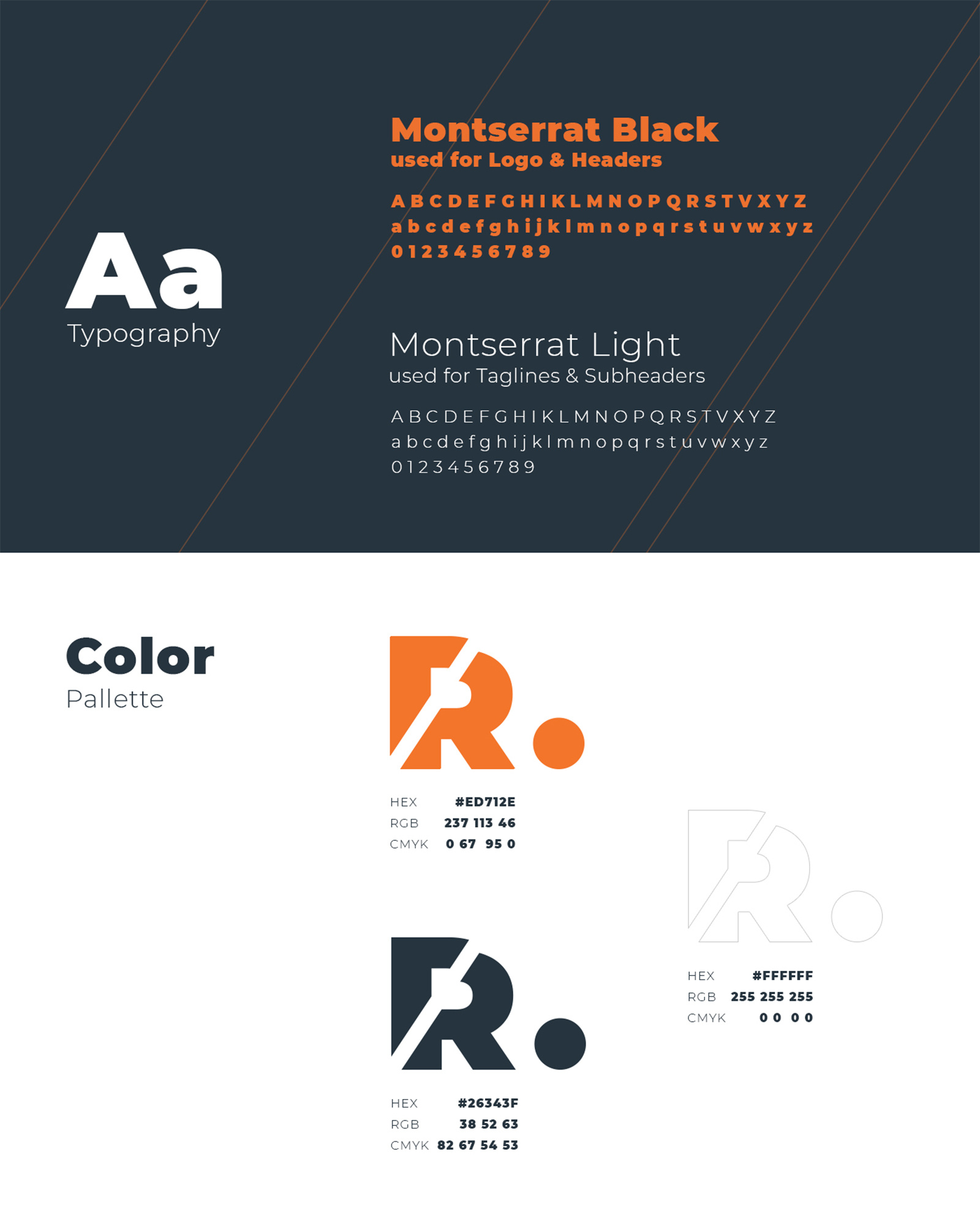 Brand Guide adobe illustrator brand guidelines branding clean design graphic design icon identity logo logo design minimalistic modern orange personal branding style guide vector